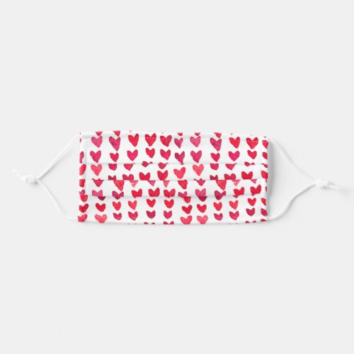 Watercolor small hearts _ red adult cloth face mask