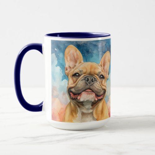 Watercolor Smiling French Bulldog Art Mug