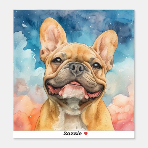 Watercolor Smiling French Bulldog Art Sticker