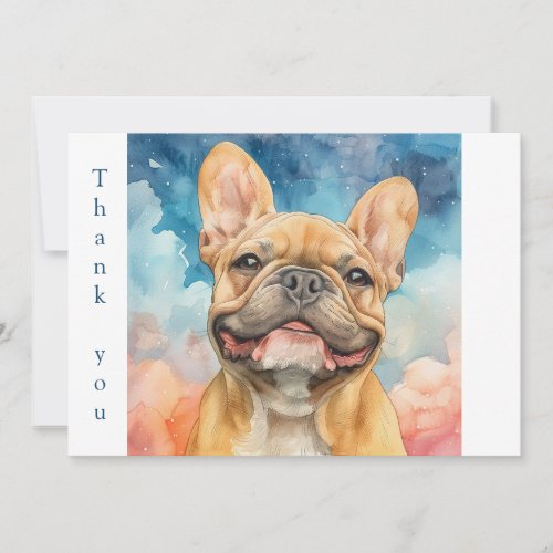Watercolor Smiling French Bulldog Art Thank You Card