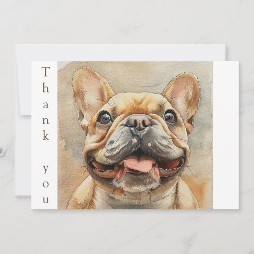 Watercolor Smiling French Bulldog Thank You Card