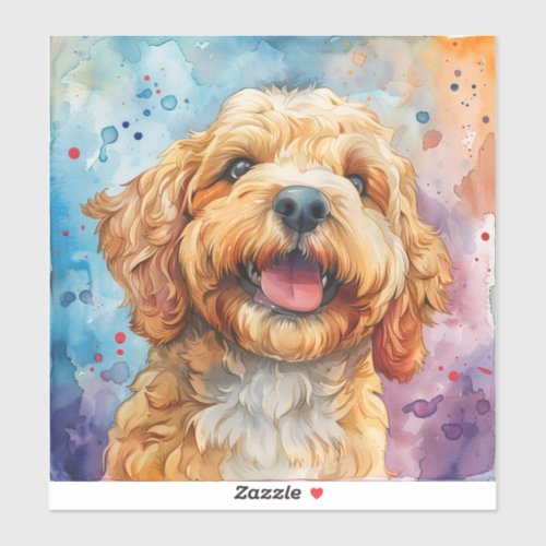 Watercolor Smiling Goldendoodle Sticker