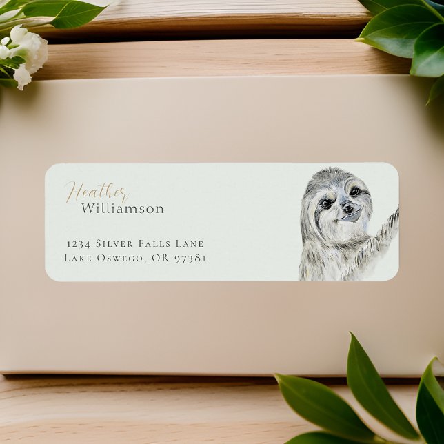 Watercolor Smiling Sloth Label (Creator Uploaded)