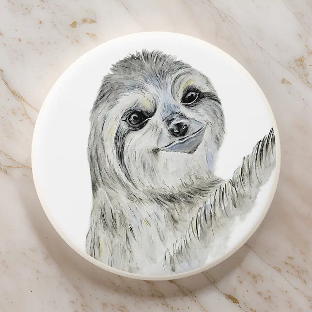 Watercolor Smiling Sloth PopSocket | Zazzle
