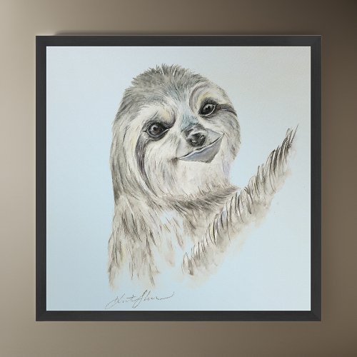 Watercolor Smiling Sloth Poster