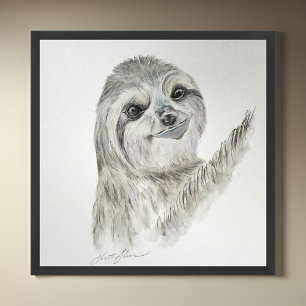 Watercolor Smiling Sloth Poster