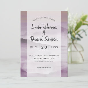 Watercolor smoky mountains blush pink wedding invi invitation