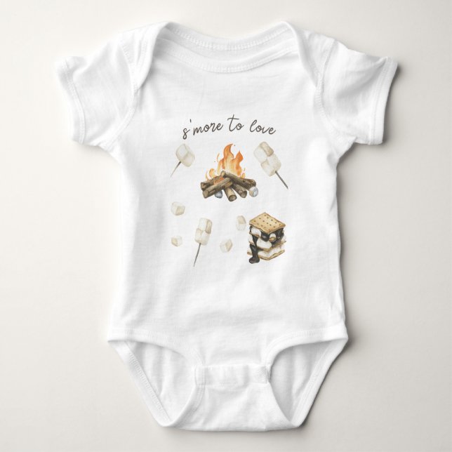 Watercolor S'more Baby Shower  Baby Bodysuit (Front)