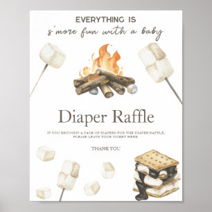 watercolor s'more baby shower diaper raffle poster