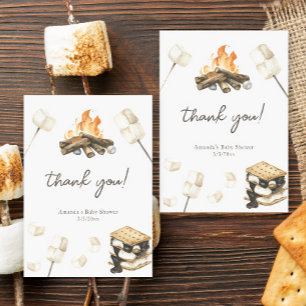 Watercolor S'more Baby Shower Thank you Card