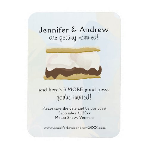 Watercolor Smores Blue Save the Date Magnet