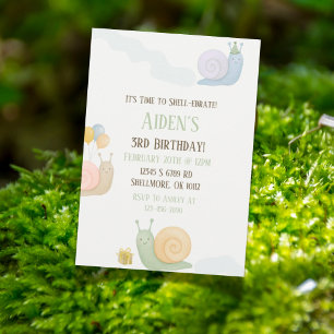Watercolor Snail Birthday Party Invitation