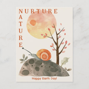 Watercolor Snail Nurture Nature Happy Earth Day Postcard