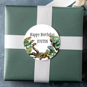Watercolor Snake Birthday Reptile  Classic Round Sticker