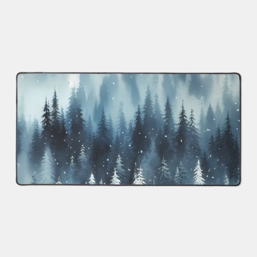 Watercolor snow_covered forests desk mat