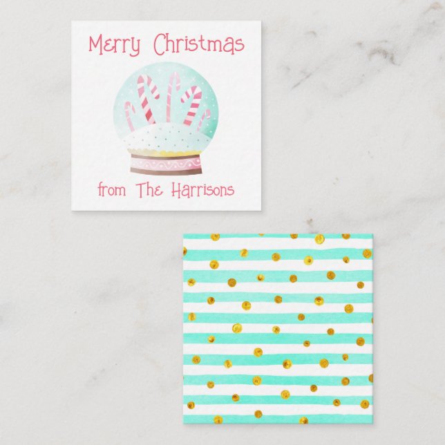 Watercolor Snow Globe Christmas Gift Enclosures Note Card (Front/Back)