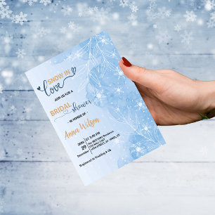 Watercolor Snow in Love Winter Bridal Shower Invitation