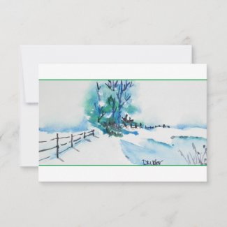 Watercolor Snow Landscape Christmas Card