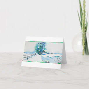 Watercolor Snow Landscape Christmas Card