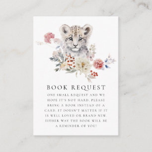 Watercolor Snow Leopard Baby Shower Book Request Enclosure Card