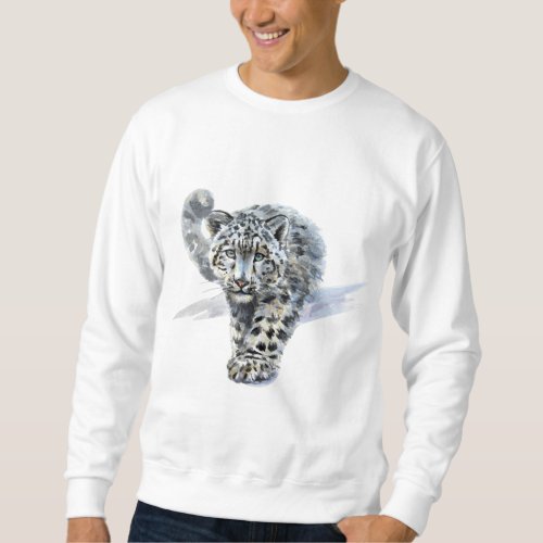 Watercolor Snow Leopard Dark Sweatshirt