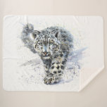 Watercolor Snow Leopard Large Sherpa Blanket at Zazzle
