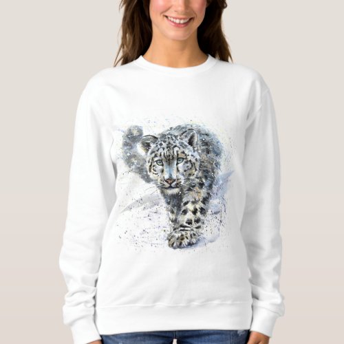 Watercolor Snow Leopard Sweatshirt