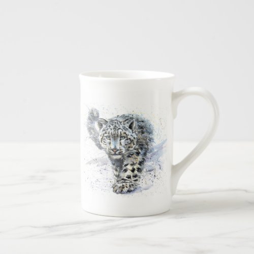 Watercolor Snow Leopard Tea Cup