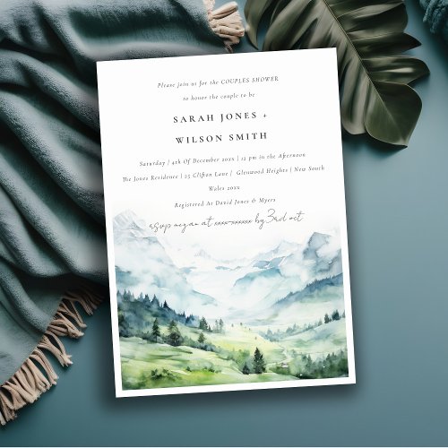 Watercolor Snow Mountain Landscape Couples Shower Invitation