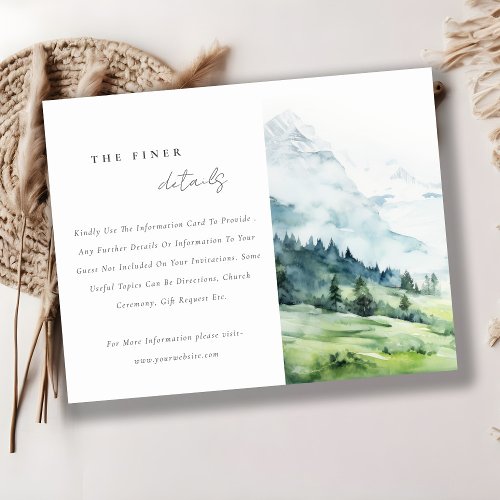 Watercolor Snow Mountain Landscape Wedding Details Enclosure Card