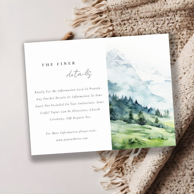 Watercolor Snow Mountain Landscape Wedding Details Enclosure Card (Creator Uploaded)