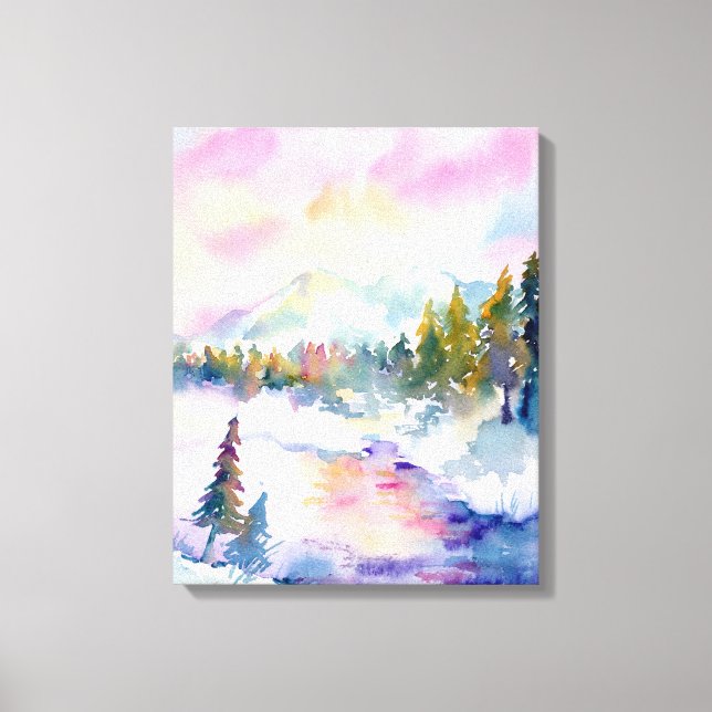 Watercolor Snow Mountain Print (Front)