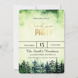 Watercolor Snow Pine Forest Invitation