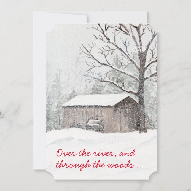 watercolor snow scene holiday card  (Front)