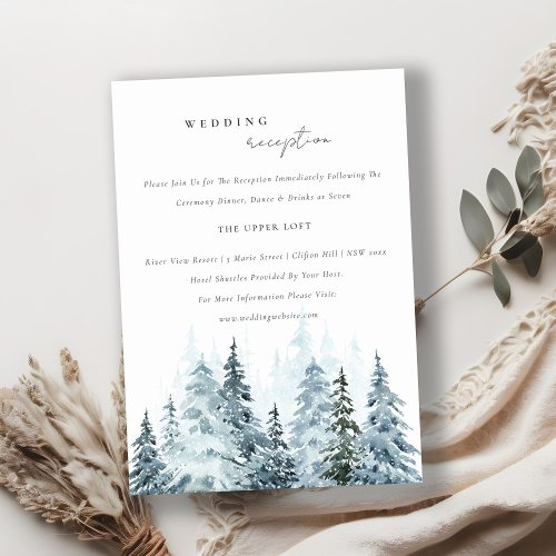 Watercolor Snow Winter Forest Pine Wedding Details Enclosure Card