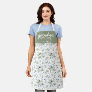 Watercolor Snowberry Cedar Branches Grandma Est Apron