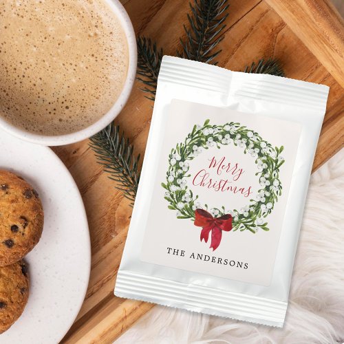 Watercolor Snowberry Greenery Wreath Hot Chocolate Drink Mix