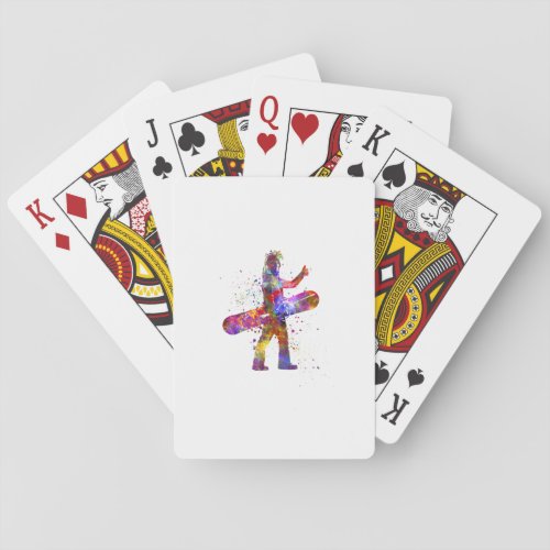 Watercolor snowboard competition playing cards