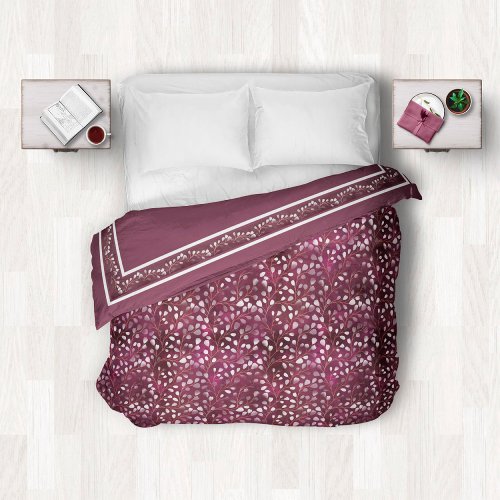 Watercolor Snowdrops and Border Plum ID726 Duvet Cover