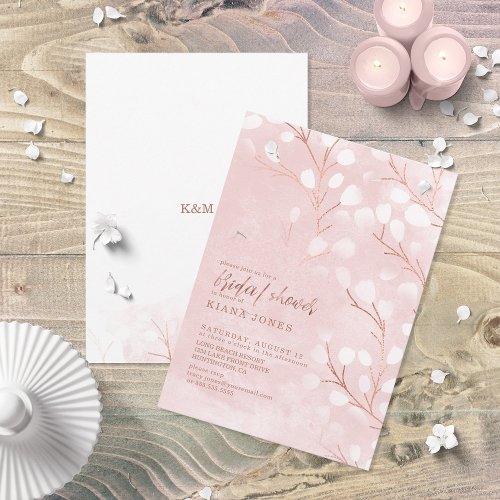 Watercolor Snowdrops Bridal Shower Pink ID726 Invitation