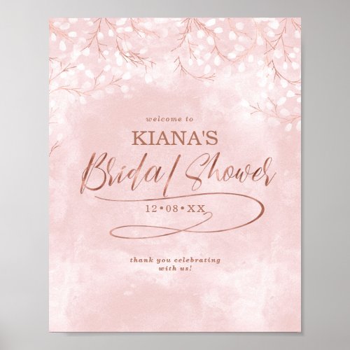 Watercolor Snowdrops Bridal Shower Pink ID726 Poster