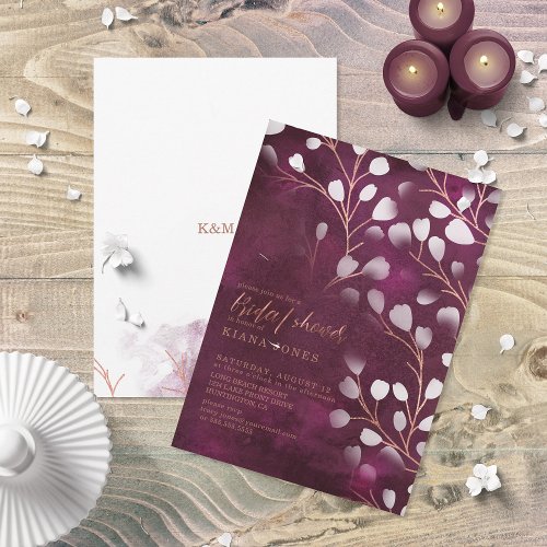 Watercolor Snowdrops Bridal Shower Plum ID726 Invitation