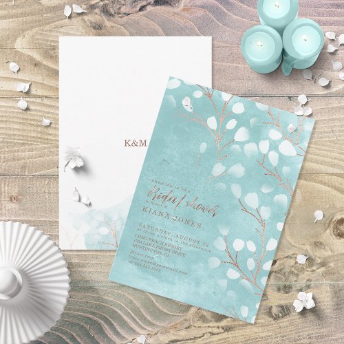 Watercolor Snowdrops Bridal Shower Teal ID726 Invitation