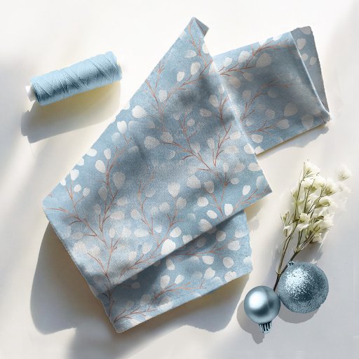 Watercolor Snowdrops Dusty Blue/Copper ID726 Fabric