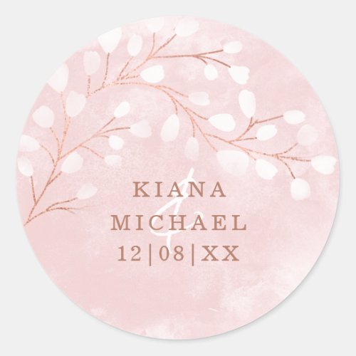 Watercolor Snowdrops Favors PinkCopper ID726 Classic Round Sticker