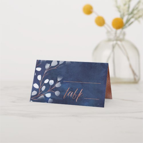 Watercolor Snowdrops Table NavyCopper ID726 Place Card