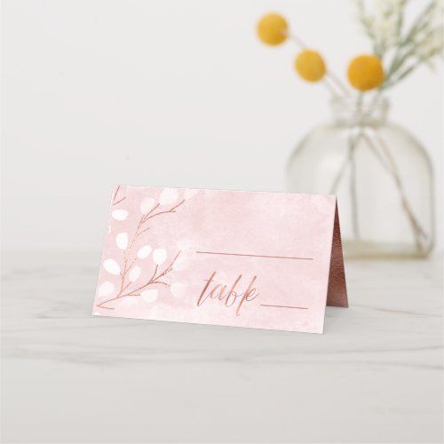Watercolor Snowdrops Table PinkCopper ID726 Place Card