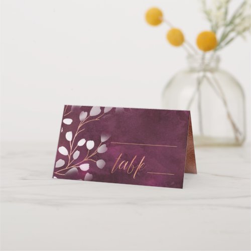 Watercolor Snowdrops Table PlumCopper ID726 Place Card