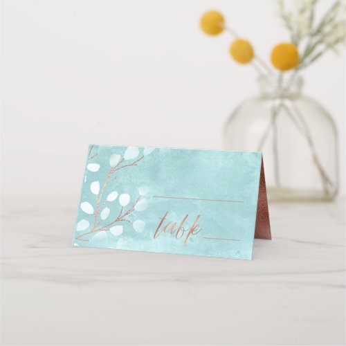 Watercolor Snowdrops Table TealCopper ID726 Place Card