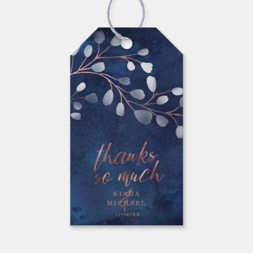 Watercolor Snowdrops Thank You NavyCopper ID726 Gift Tags